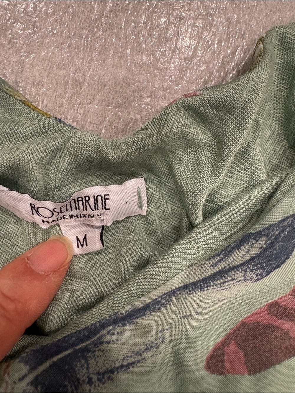 [M]Rosemarine Sleeveless V-Neck Feather Print Silk Blend Midi Dress Light Sage - Picture 4 of 8